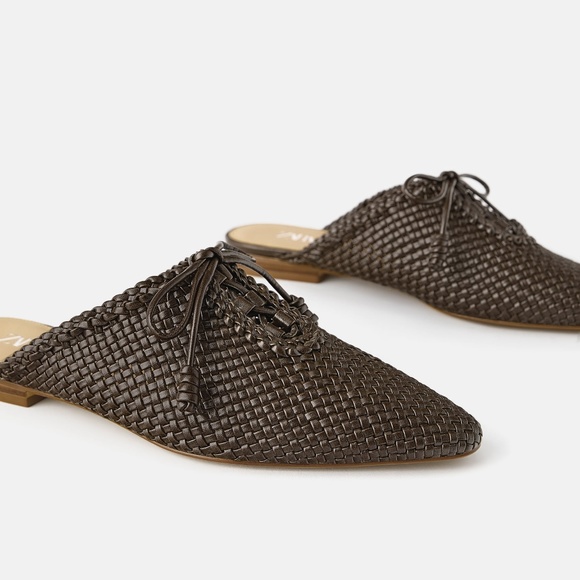 Zara Chocolate Woven Mules 38, 7.5, 8 - Picture 1 of 4